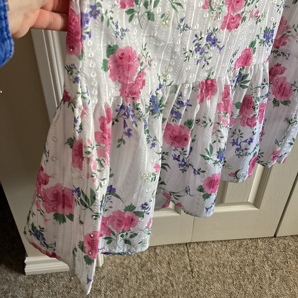 NWOT Cottagecore Schiffy Eyelet White w Pink Floral Print Sundress … - Picture 9 of 12